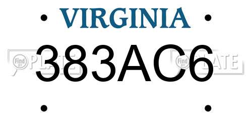 383AC6 Virginia License Plate