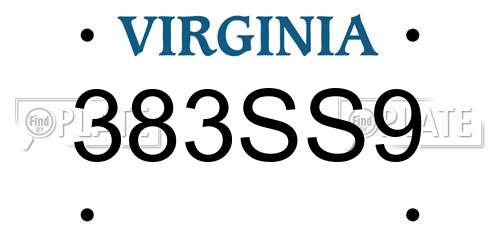 383SS9 Virginia License Plate