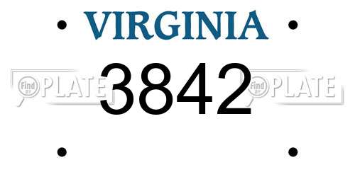 3842 Virginia License Plate