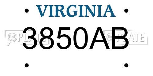 3850AB Virginia License Plate