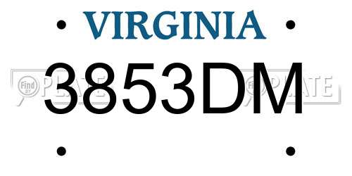 3853DM Virginia License Plate