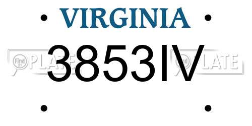 3853IV Virginia License Plate