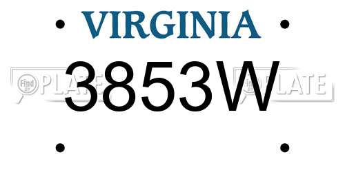 3853W Virginia License Plate