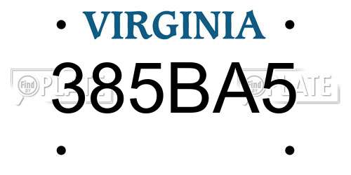 385BA5 Virginia License Plate