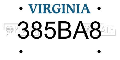 385BA8 Virginia License Plate