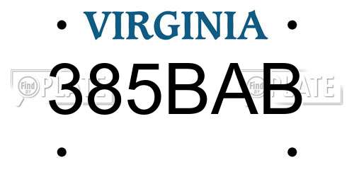 385BAB Virginia License Plate