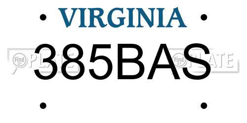 385BAS Virginia License Plate