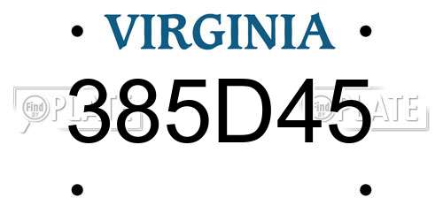 385D45 Virginia License Plate