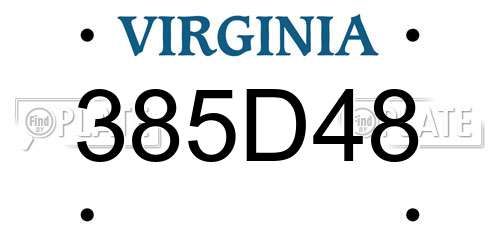 385D48 Virginia License Plate