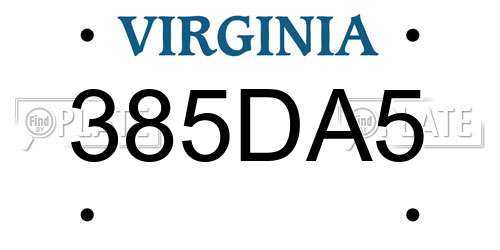 385DA5 Virginia License Plate