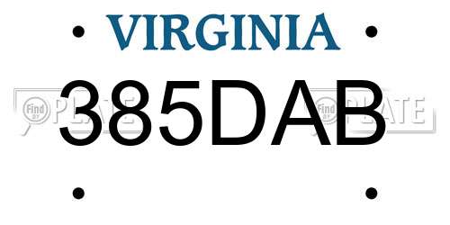 385DAB Virginia License Plate