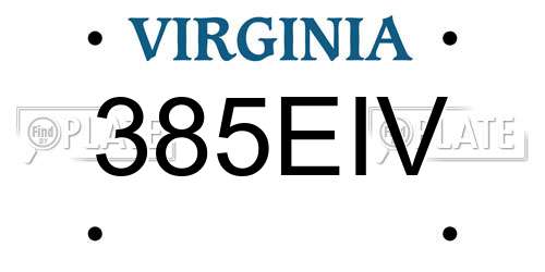 385EIV Virginia License Plate