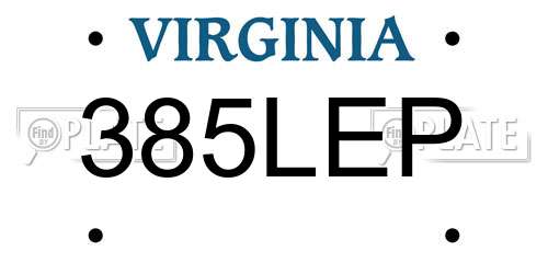 385LEP Virginia License Plate