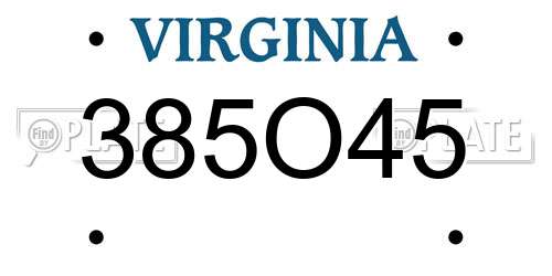 385O45 Virginia License Plate