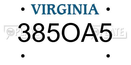 385OA5 Virginia License Plate