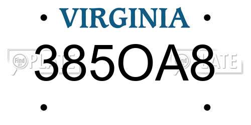 385OA8 Virginia License Plate