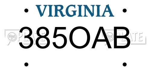 385OAB Virginia License Plate