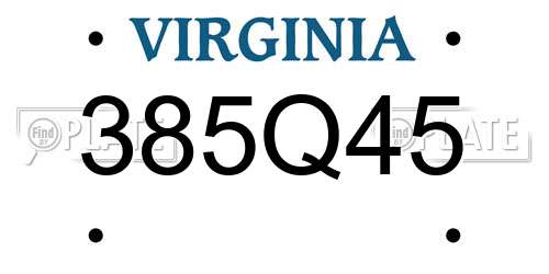385Q45 Virginia License Plate