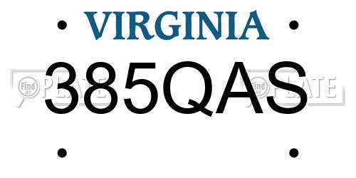 385QAS Virginia License Plate