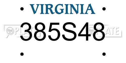 385S48 Virginia License Plate