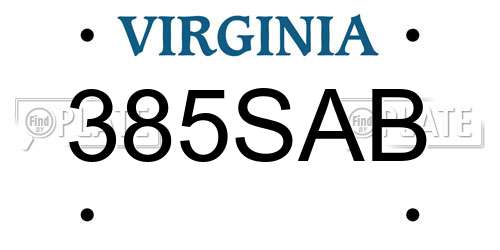 385SAB Virginia License Plate