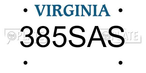 385SAS Virginia License Plate