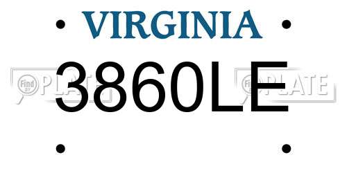 3860LE Virginia License Plate