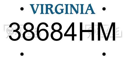 38684HM Virginia License Plate