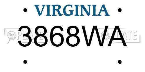 3868WA Virginia License Plate