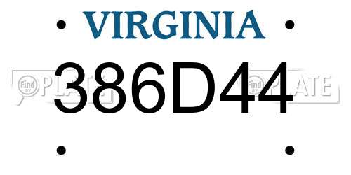 386D44 Virginia License Plate