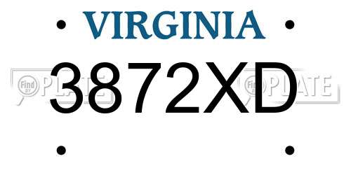 3872XD Virginia License Plate