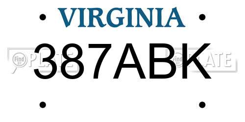 387ABK Virginia License Plate