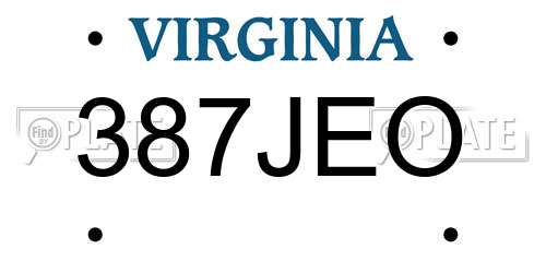 387JEO Virginia License Plate