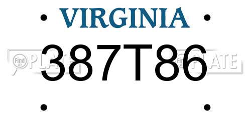 387T86 Virginia License Plate