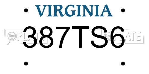 387TS6 Virginia License Plate