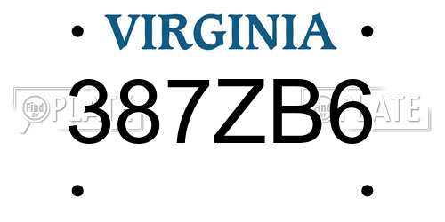 387ZB6 Virginia License Plate