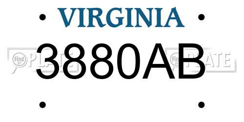 3880AB Virginia License Plate