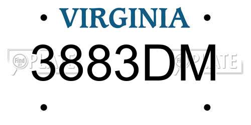 3883DM Virginia License Plate