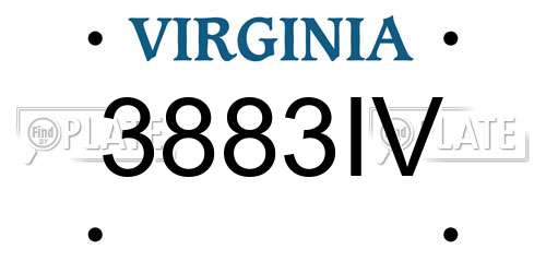 3883IV Virginia License Plate