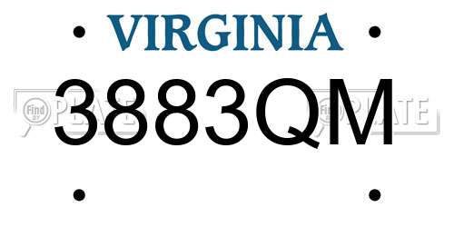 3883QM Virginia License Plate