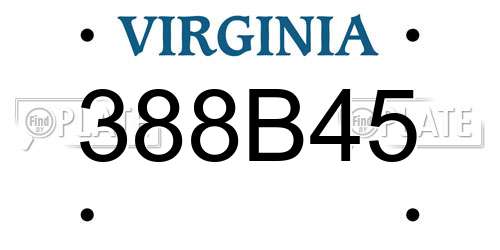 388B45 Virginia License Plate