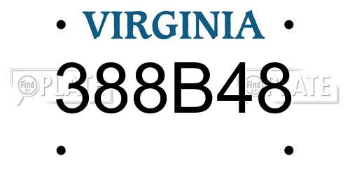 388B48 Virginia License Plate