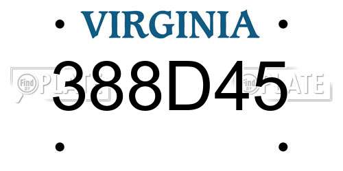 388D45 Virginia License Plate