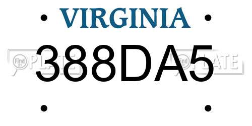 388DA5 Virginia License Plate