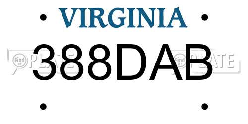 388DAB Virginia License Plate