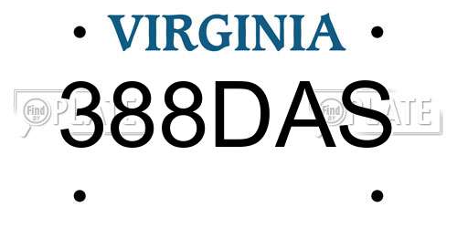 388DAS Virginia License Plate