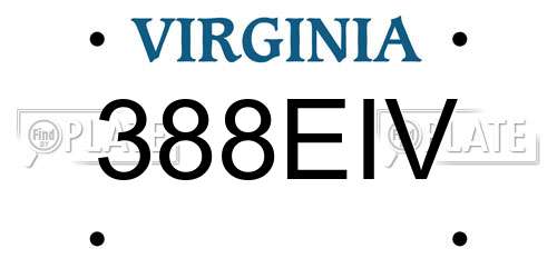 388EIV Virginia License Plate