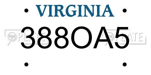 388OA5 Virginia License Plate