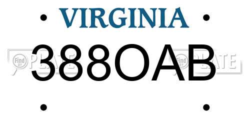 388OAB Virginia License Plate