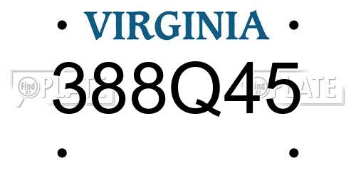 388Q45 Virginia License Plate